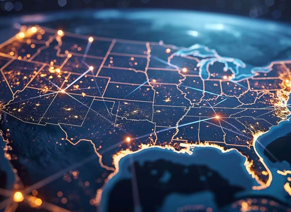 U.S. map lit up