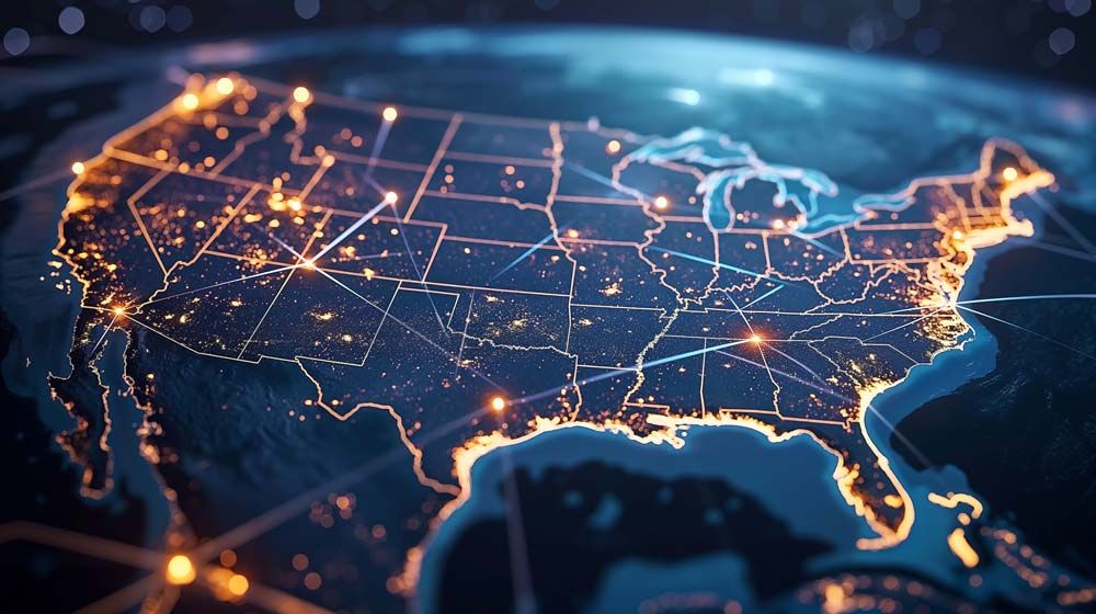 U.S. map lit up