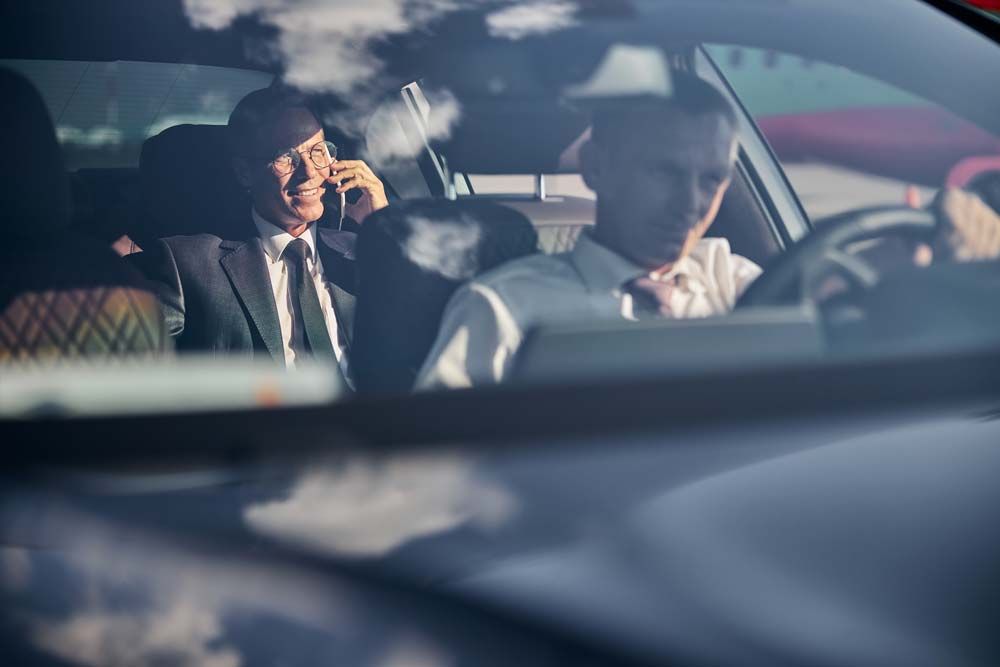 Chauffeur driving a businessman